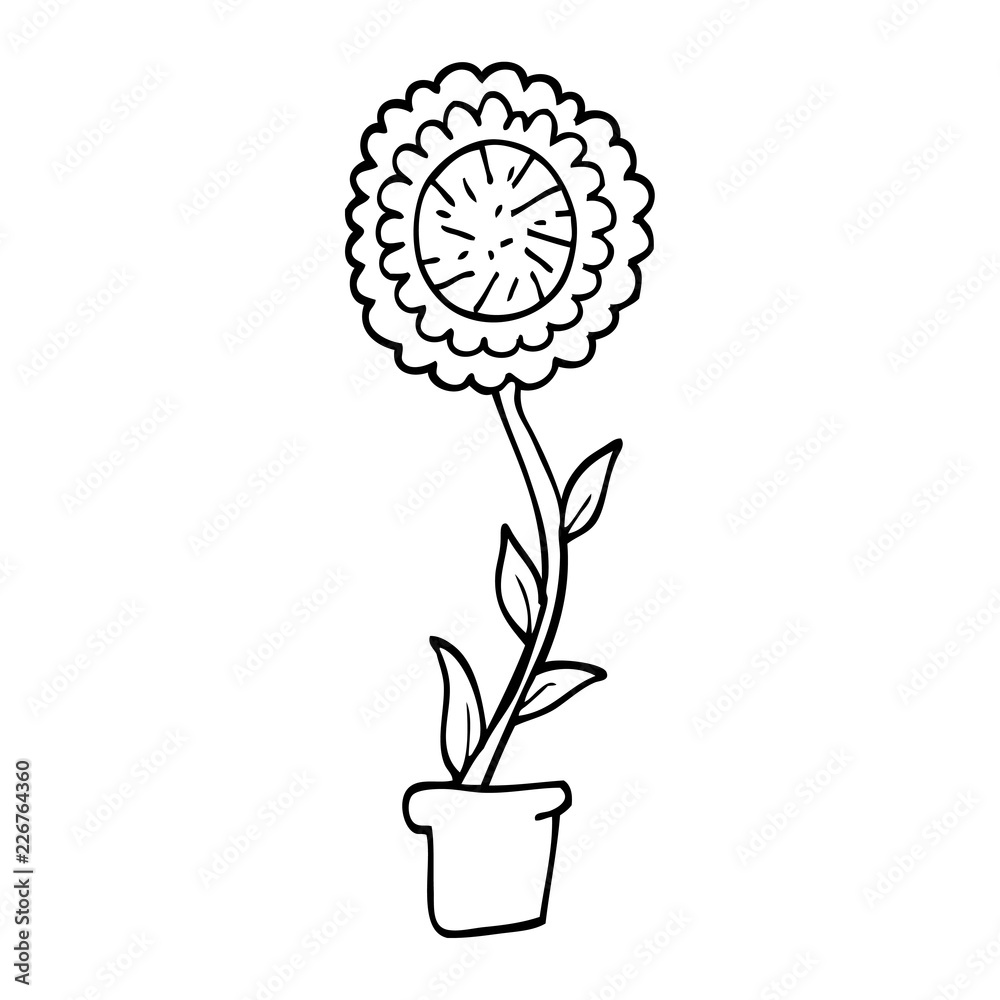 line drawing cartoon flower pot Stock Vector | Adobe Stock