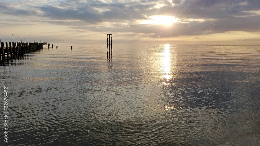 sunrise water beach pier