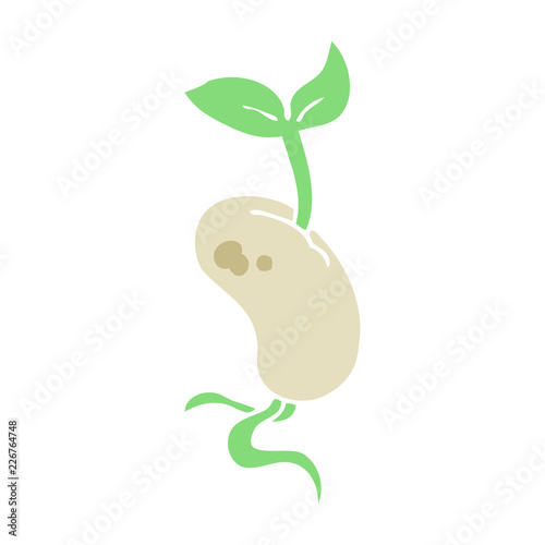 flat color illustration of a cartoon sprouting seed