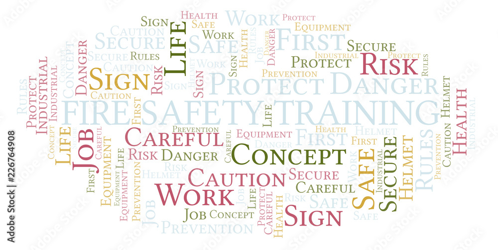 Fire Safety Training word cloud. Fire Safety Training word cloud.