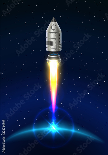 Space rocket launch creative art. Vector illustration