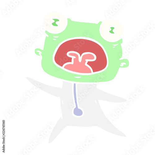 flat color style cartoon weird alien running away
