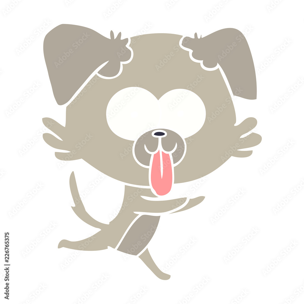 flat color style cartoon running dog with tongue sticking out flat color style cartoon running dog with tongue sticking out