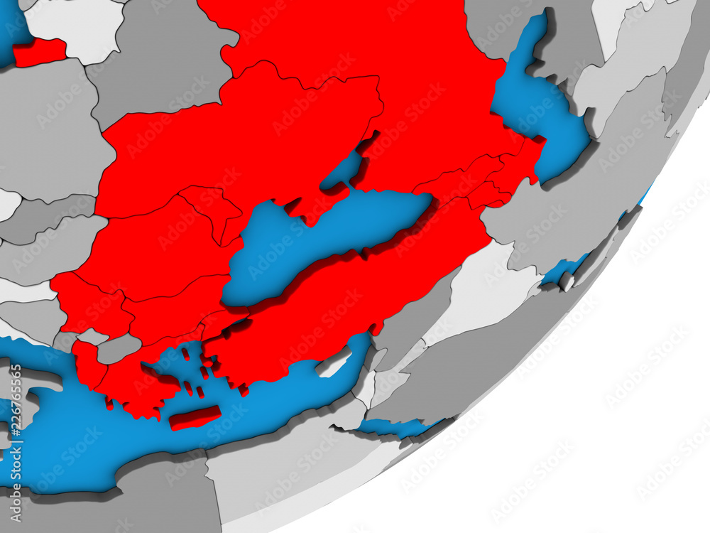 Obraz premium BSEC countries on blue political 3D globe.