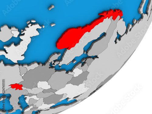 EFTA countries on blue political 3D globe. photo