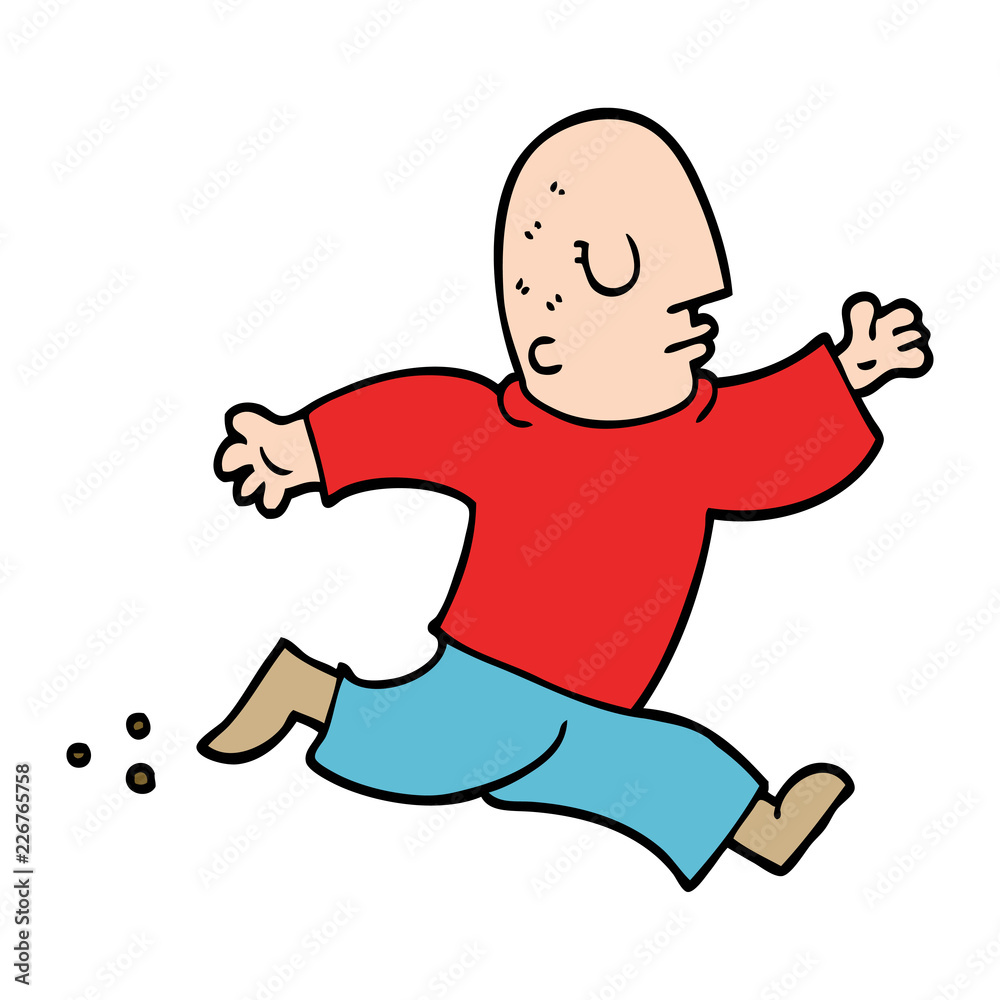 cartoon doodle man running