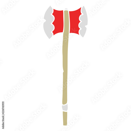 flat color illustration of a cartoon axe