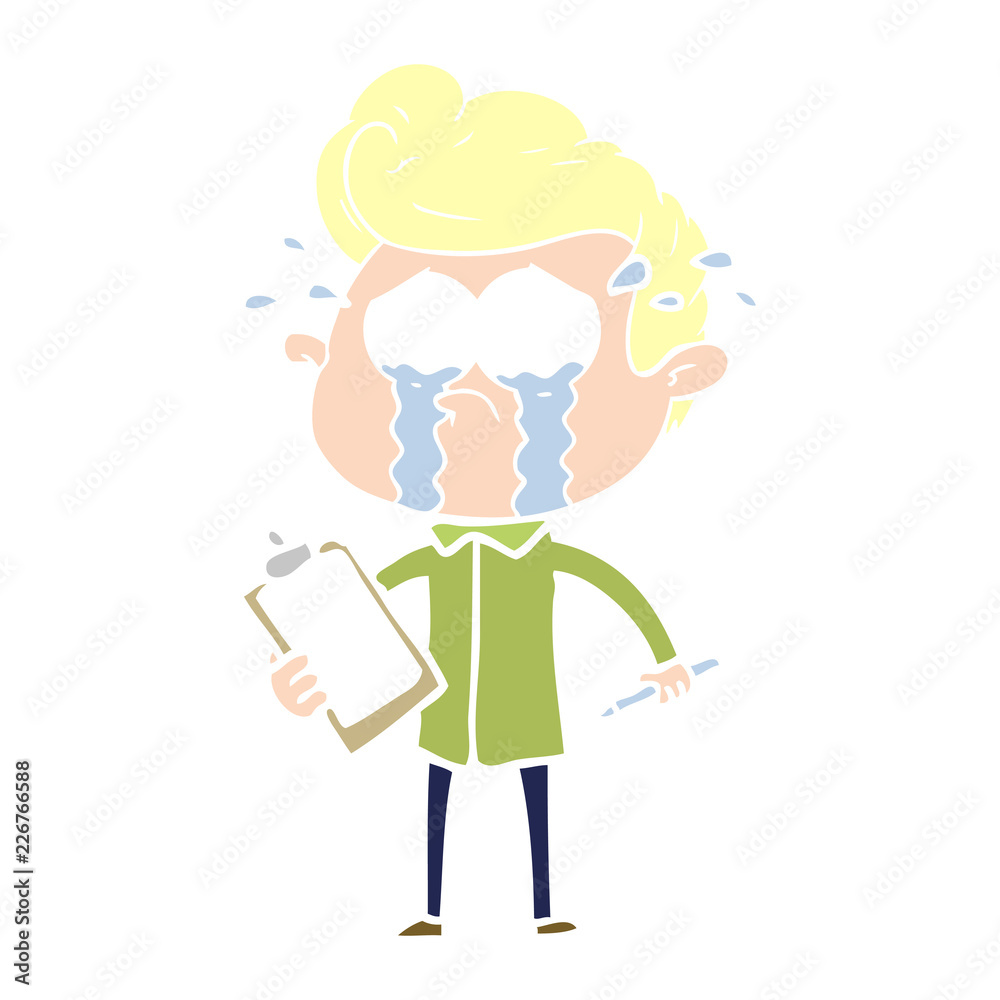 flat color style cartoon crying man