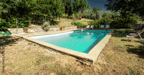 Pool in Tuscan garden  Montespertoli  region of Florence