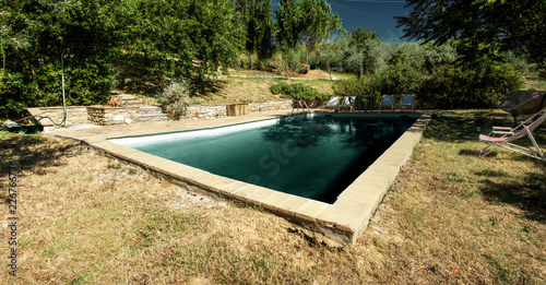 Pool in Tuscan garden, Montespertoli, region of Florence