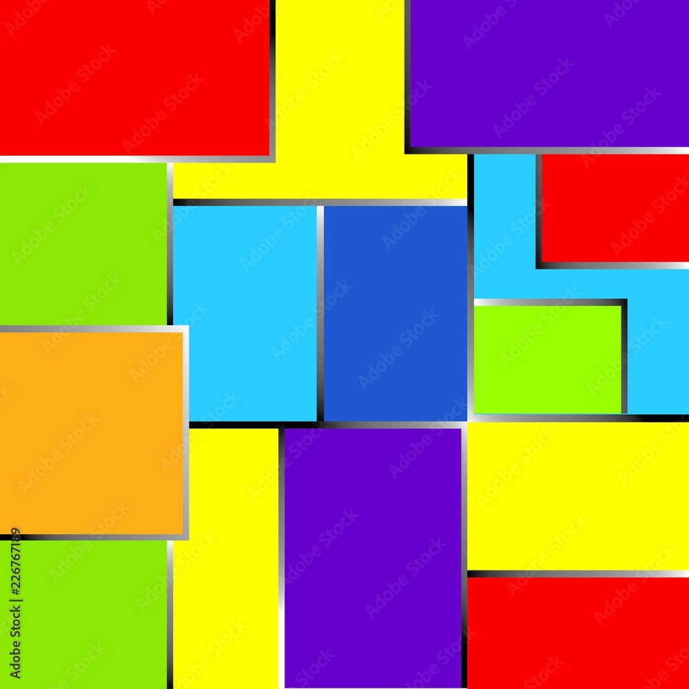 Abstract rainbow colors background or frame. 3D rectangle and square.