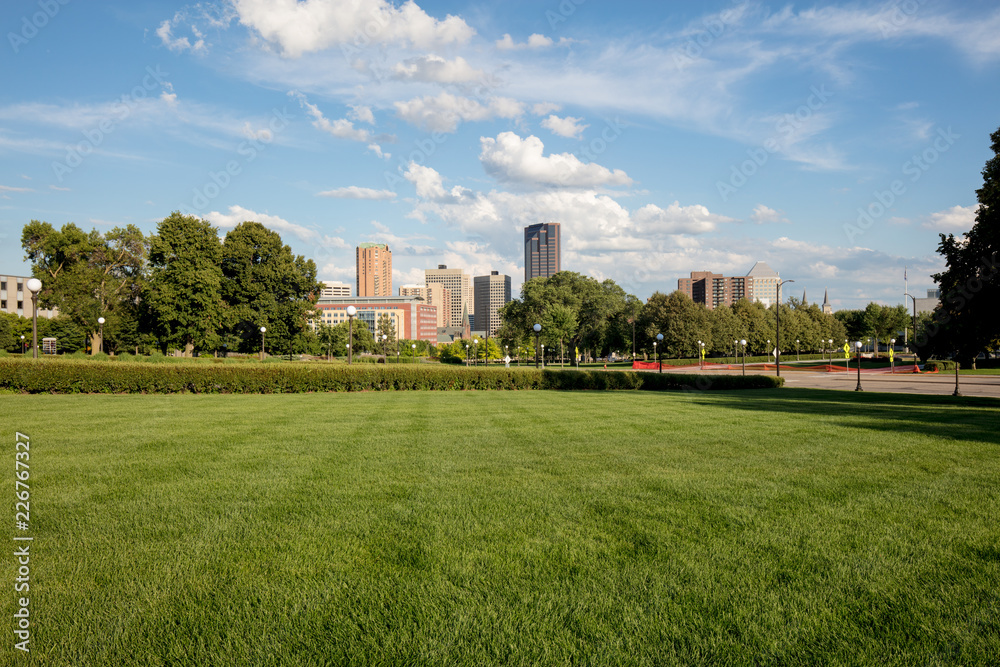 gardens and cityscape in, St. Paul, Minnesota,