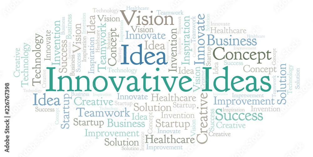 Innovative Ideas word cloud, made with text only.