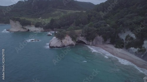 Backwards movement at Cathedral Cove on Coromandel Peninsula in New Zealand