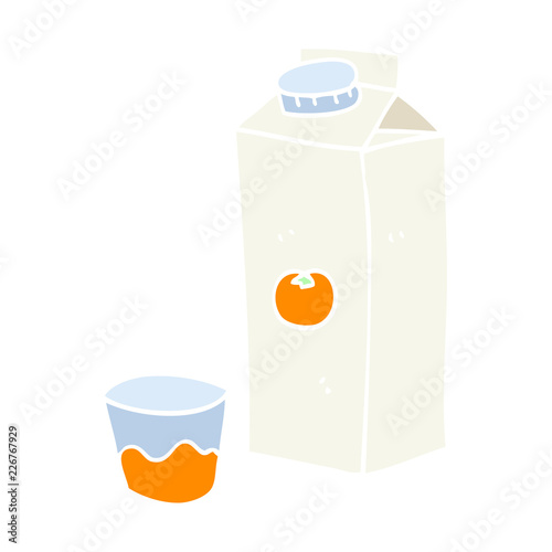 flat color illustration of a cartoon orange juice