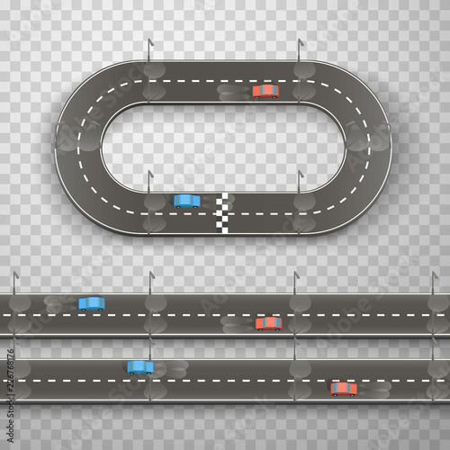 Racing on the road art on a transparent background. Vector illustration