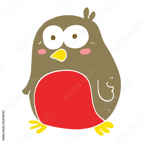 flat color illustration of a cartoon robin