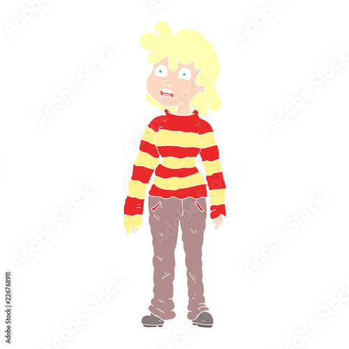 flat color illustration of a cartoon teenager