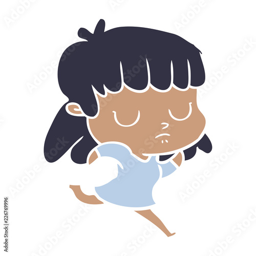 flat color style cartoon indifferent woman running