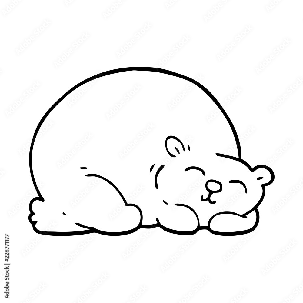 line drawing cartoon happy polar bear sleeping line drawing cartoon happy polar bear sleeping