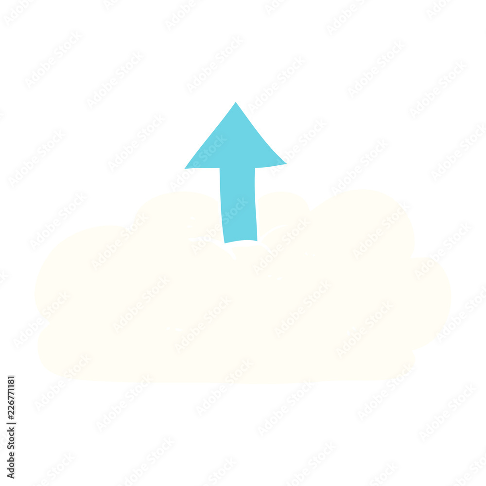 flat color illustration of a cartoon upload to the cloud flat color illustration of a cartoon upload to the cloud