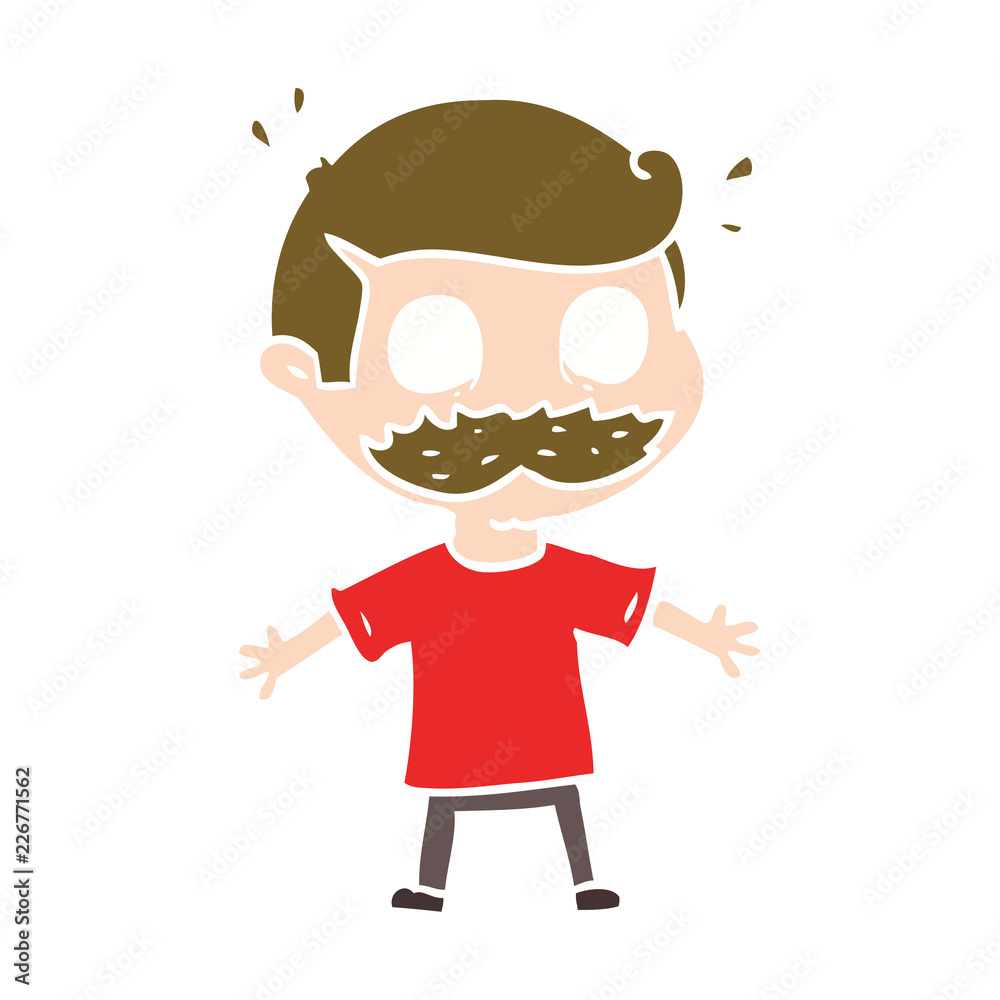 flat color style cartoon man with mustache shocked flat color style cartoon man with mustache shocked