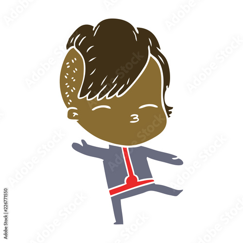 flat color style cartoon girl wearing futuristic clothes