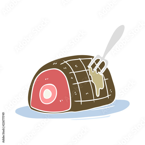 flat color style cartoon plate of cooked beef