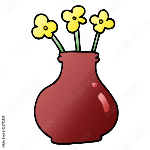 cartoon doodle flower vase