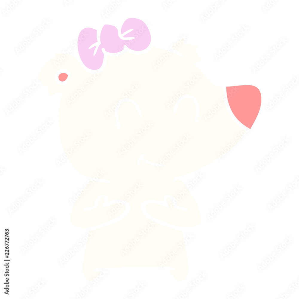 female polar bear flat color style cartoon