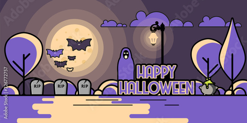 Halloween Flat Vector Design, Holiday Concept Flat Vector Illustration