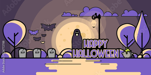 Halloween Flat Vector Design, Holiday Concept Flat Vector Illustration