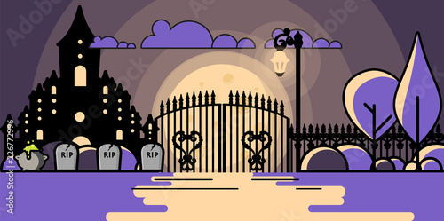 Halloween Flat Vector Design, Holiday Concept Flat Vector Illustration