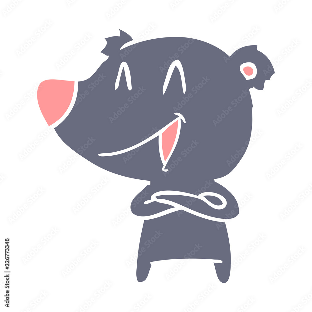 laughing bear with crossed arms flat color style cartoon laughing bear with crossed arms flat color style cartoon
