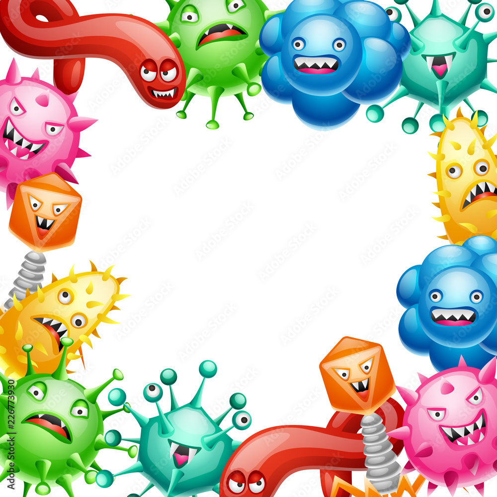 Obraz premium Background with little angry viruses.