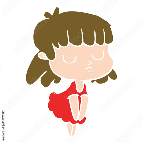 flat color style cartoon indifferent woman