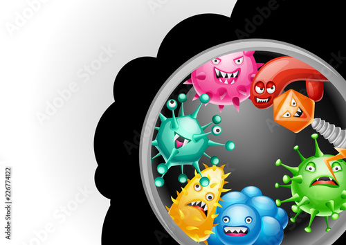 Background with little angry viruses.