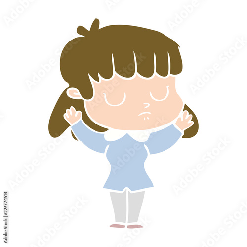 flat color style cartoon indifferent woman