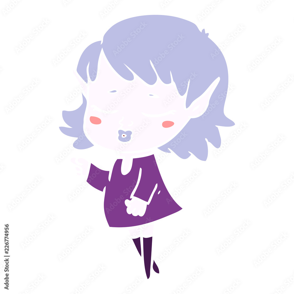 pretty flat color style cartoon elf girl