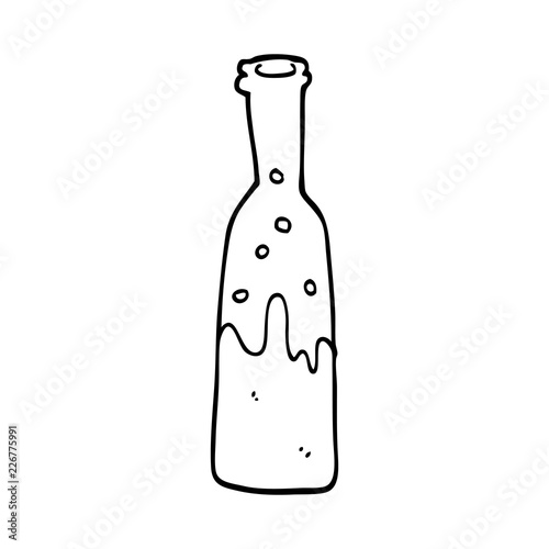 line drawing cartoon bottle with sloshing wine