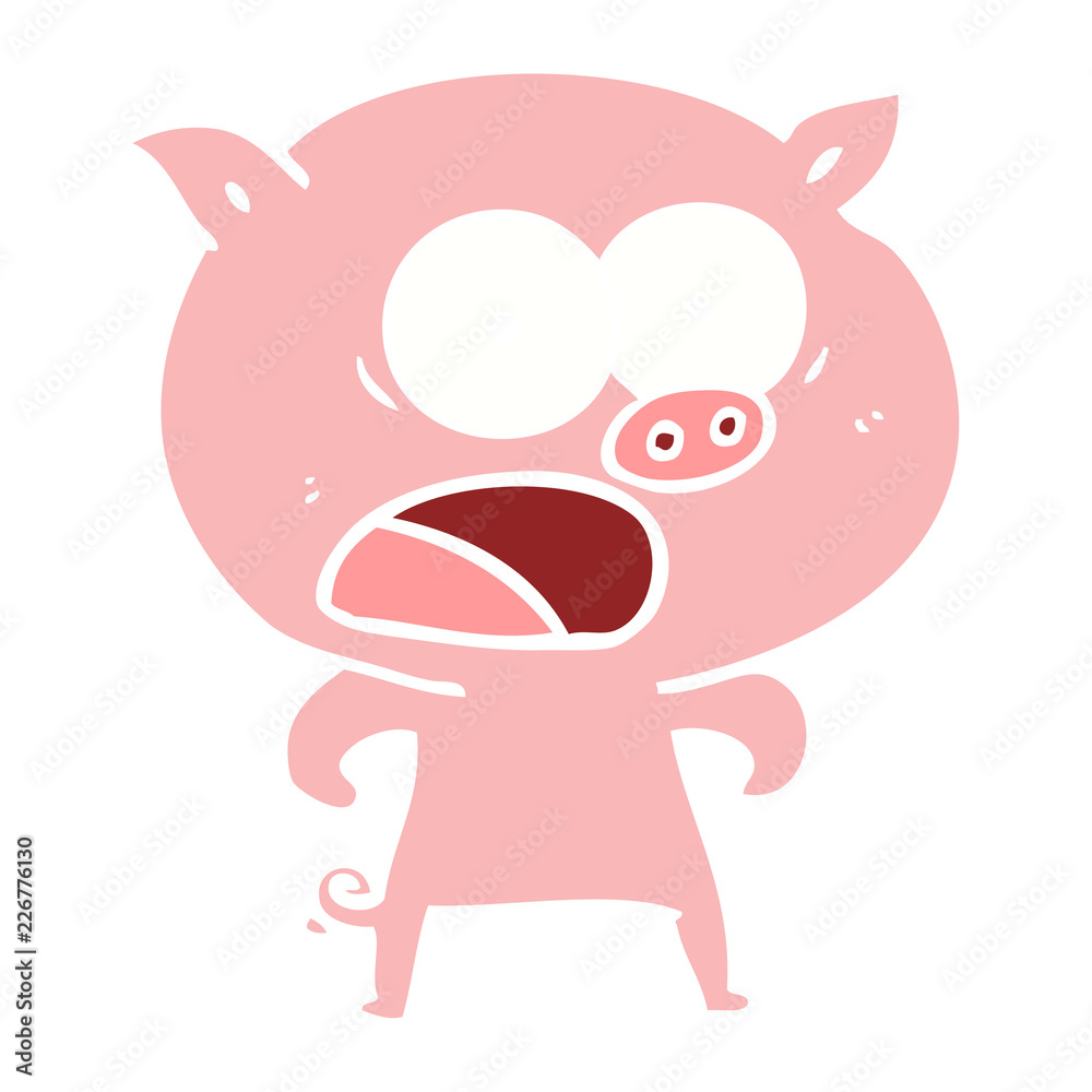 flat color style cartoon pig shouting flat color style cartoon pig shouting