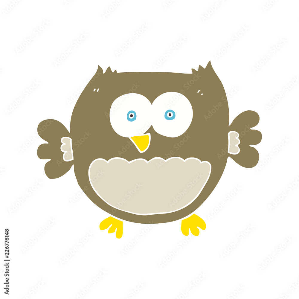 flat color illustration of a cartoon owl flat color illustration of a cartoon owl