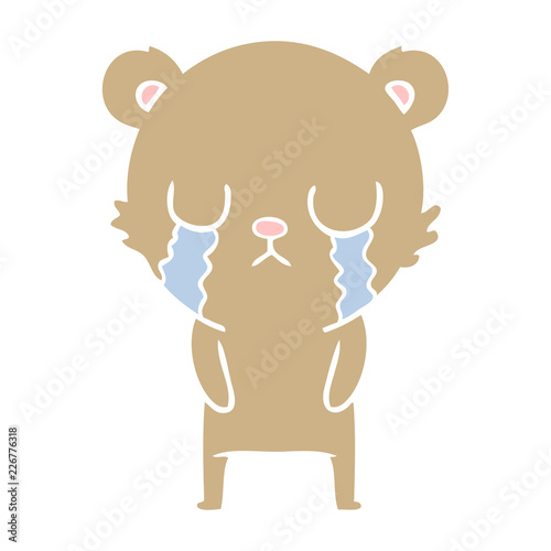 crying bear flat color style cartoon chraracter