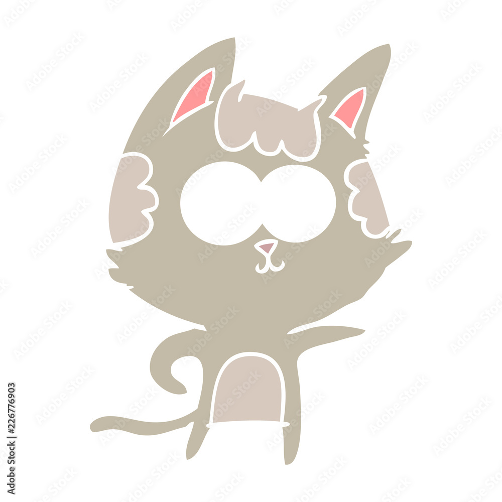 happy flat color style cartoon cat pointing happy flat color style cartoon cat pointing