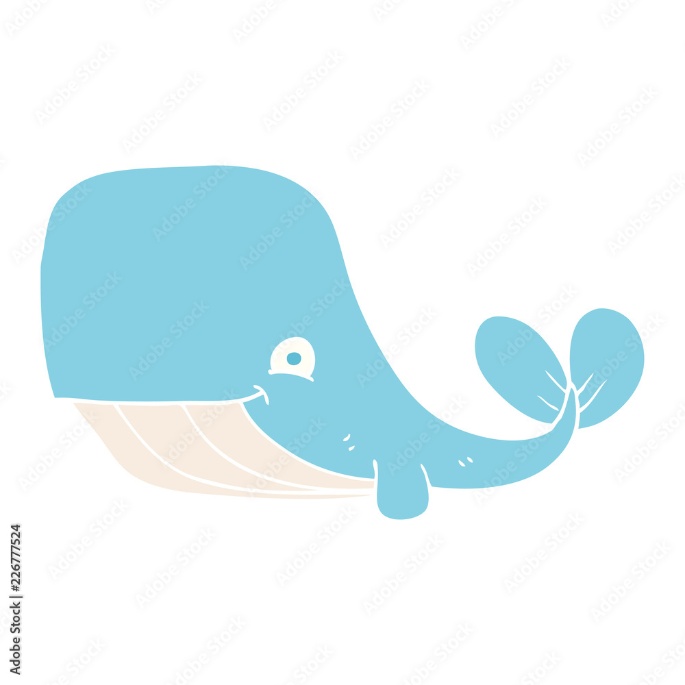 flat color illustration of a cartoon happy whale flat color illustration of a cartoon happy whale