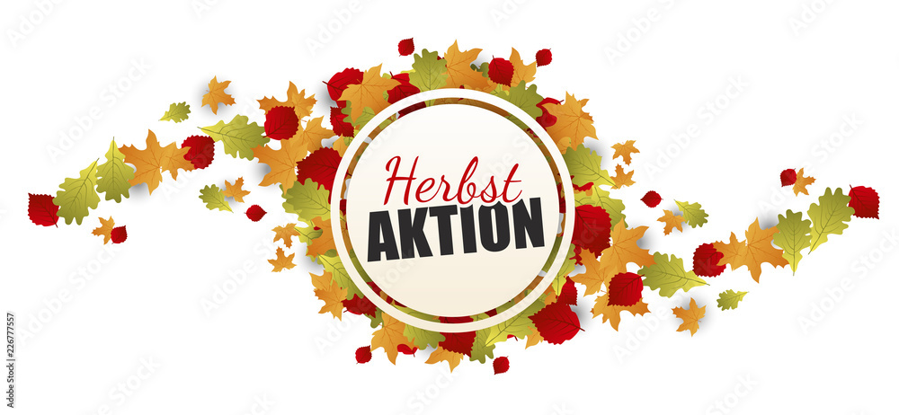 Herbstaktion Banner - Herbst Button mit Laub Herbstaktion Banner - Herbst Button mit Laub