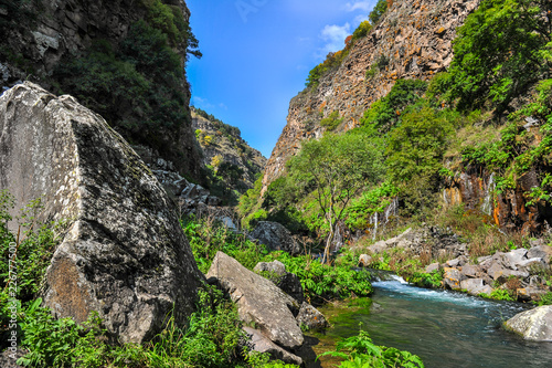 Dashbashi Canyon, Khrami river and Waterfall in Tsalka region, Georgia