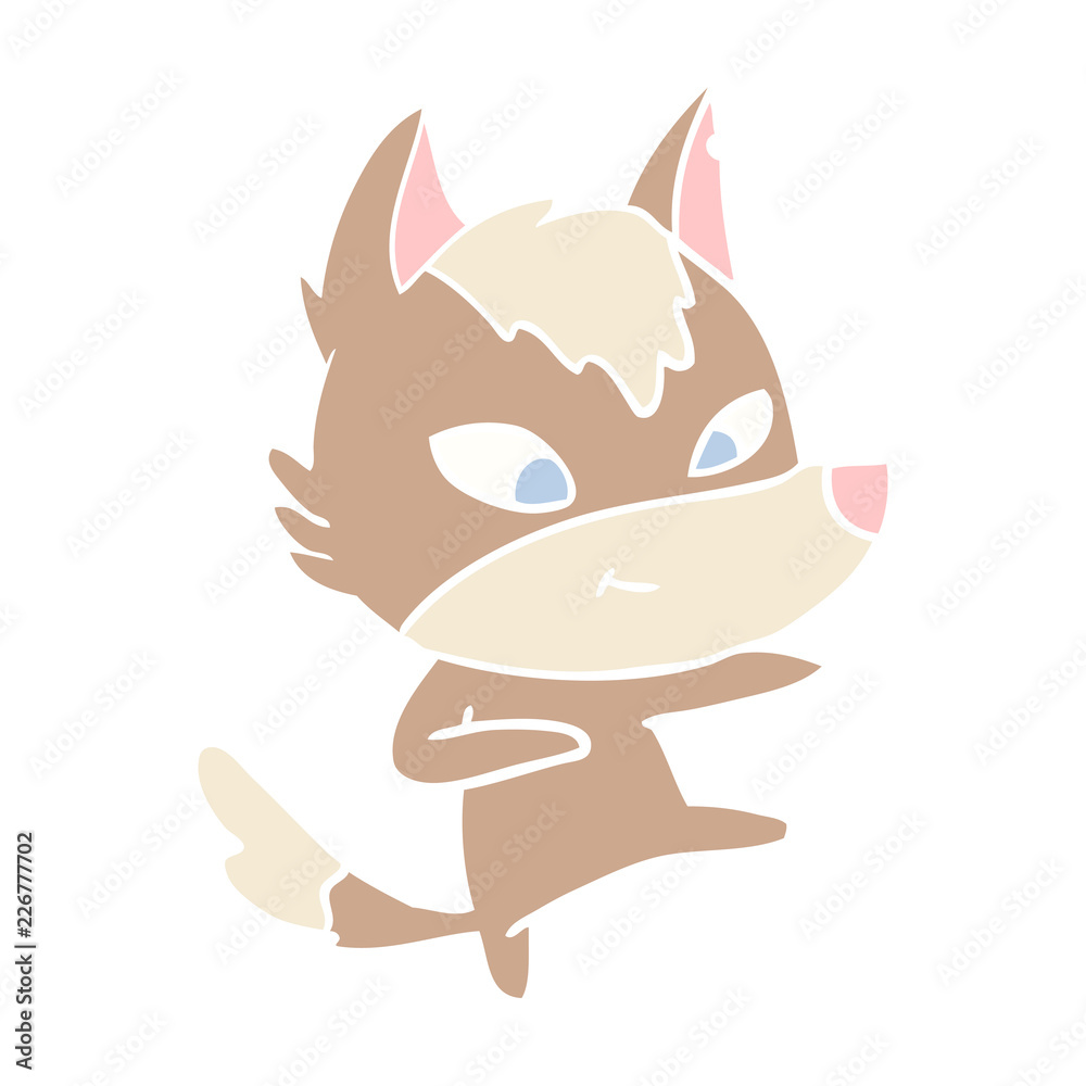 friendly flat color style cartoon wolf dancing friendly flat color style cartoon wolf dancing