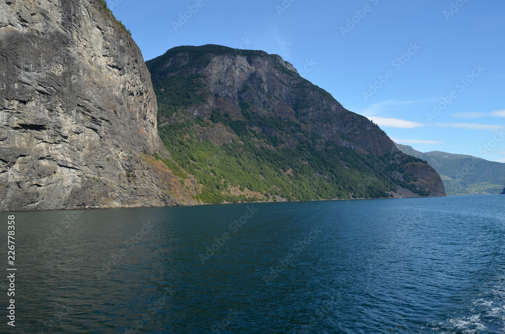 Mountains and fjord. Norwegian nature. Sognefjord. Flam, Norway
