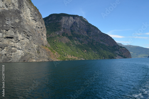 Mountains and fjord. Norwegian nature. Sognefjord. Flam, Norway 